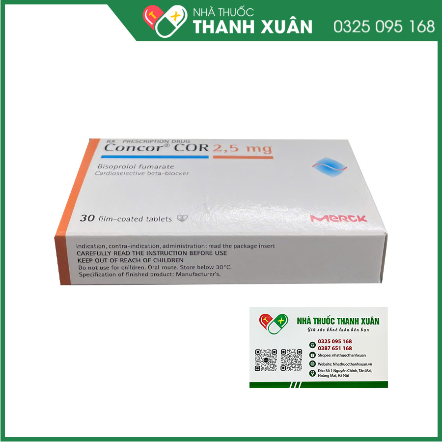 Concor 2,5mg điều trị tăng huyết áp, bệnh mạch vành, bệnh suy tim mạn tính ổn định